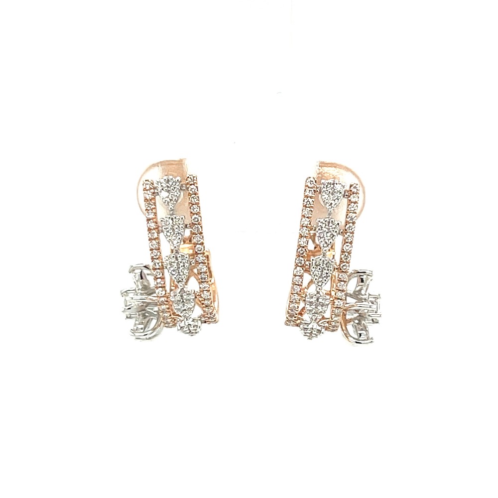 Fancy Diamond Bali Earring with Marquise Flower on Side