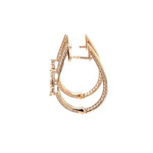 2 Pear Pressure Set Diamond Bali Hoop Earring in
