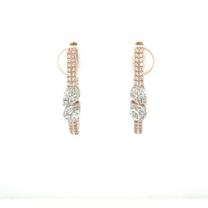2 Pear Pressure Set Diamond Bali Hoop Earring in