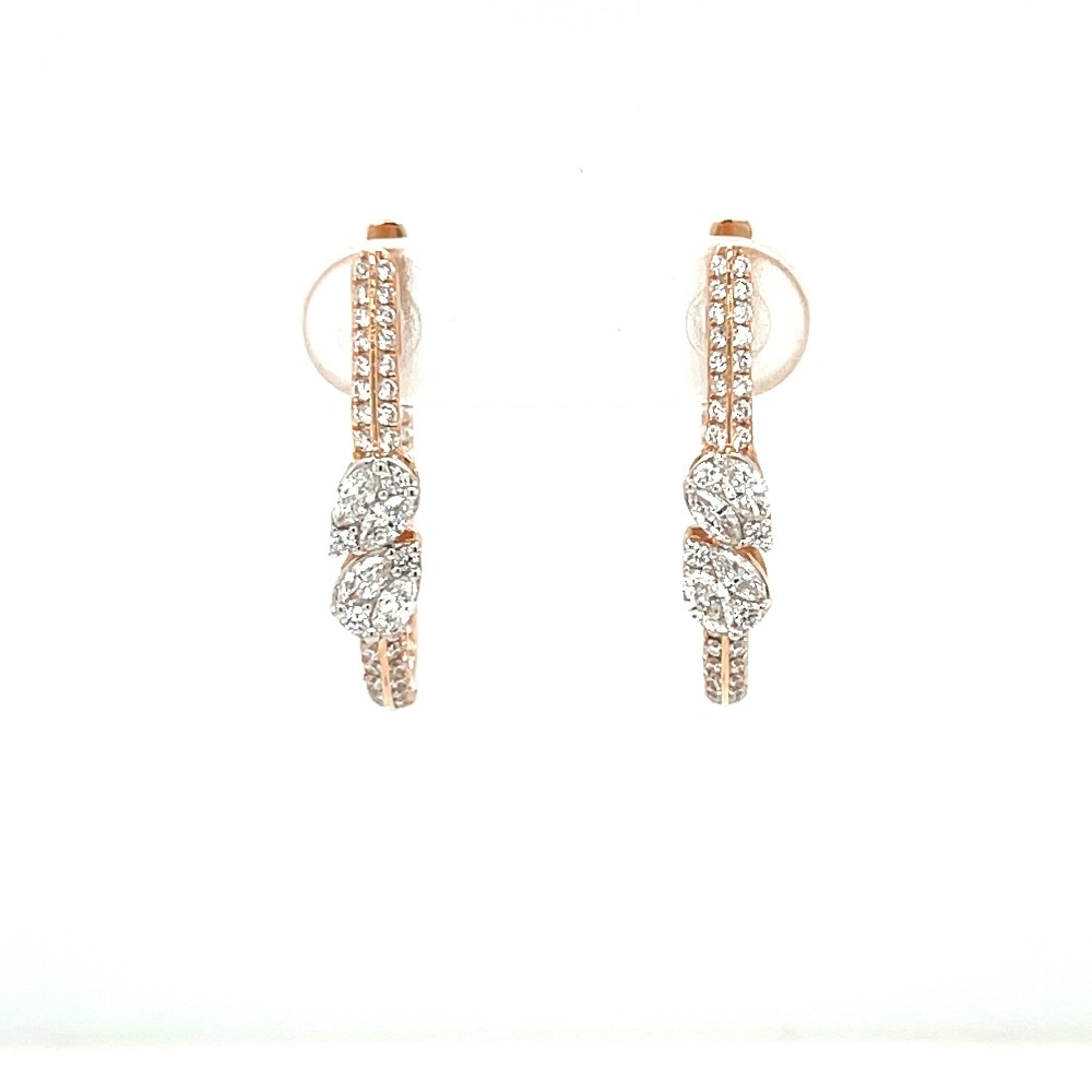 2 Pear Pressure Set Diamond Bali Hoop Earring in