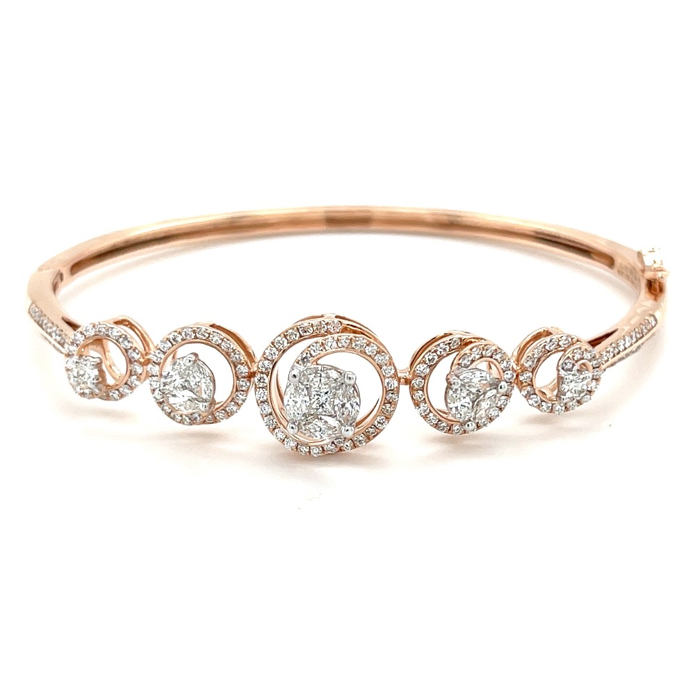 Marquise Princess Pressure Setting Solitaire Look Diamond Bracelet