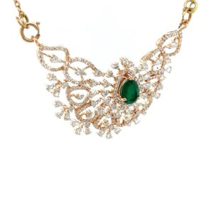Paarambariyam Diamond Tanmaniya Mangalsutra Pendant with Green Stone