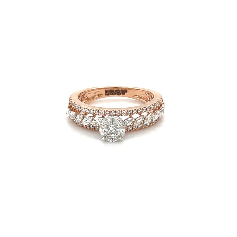 Pressure Setting Solitaire Look Ring Marquise Diamonds in 0.83 ct