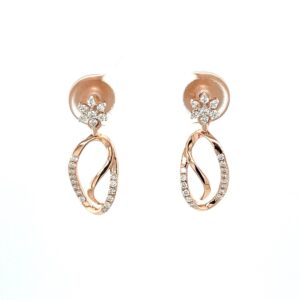 Oval Hanging Floral Diamond Earring in 0.25 Cts