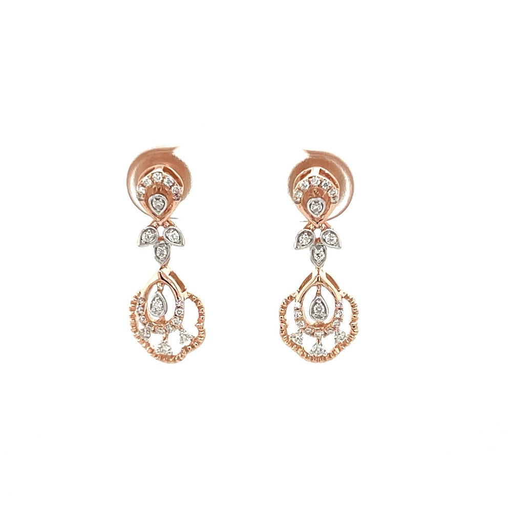 Tropfen Hanging Earring Top 0.25 cts Diamonds & 14k Rose Gold