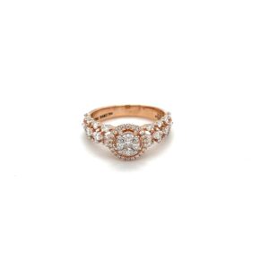 Solitaire Look Cluster Setting Diamond Ring with Marquise & Princess