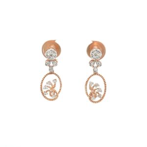 Pressure Setting Diamond Hanging Earring 32 cents VVS Quality