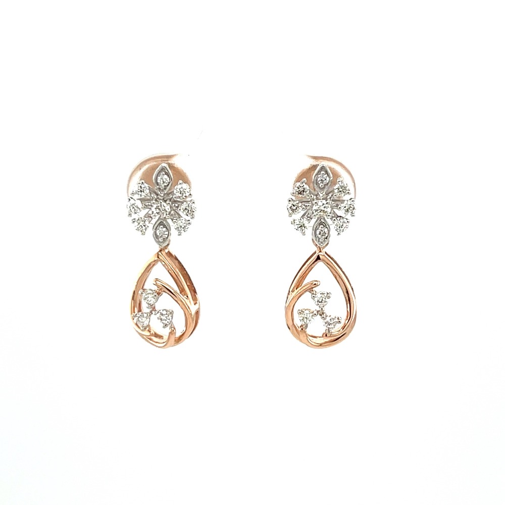 Dangling Tear Drop Hanging Earring 41 cents Diamond in 14k Gold