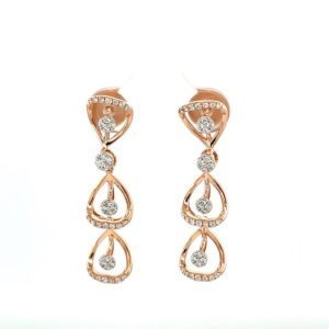 Three Layered Diamond Hanging Earring Top with Pressure Setting