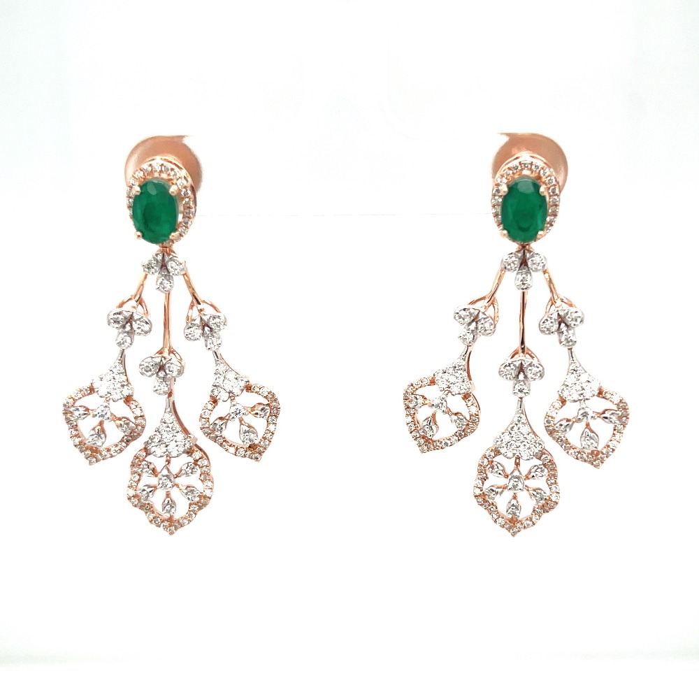 Royale Collection Diamond Chandelier Earrings in 14k Rose Gold