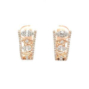 Royale Collection Diamond Bali Hoops Studs in Rose Gold