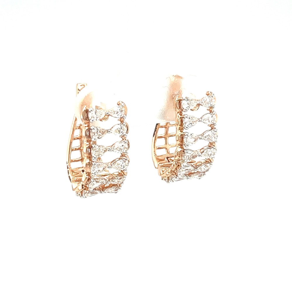 Dual Pear Line Diamond Studded Bali Earring