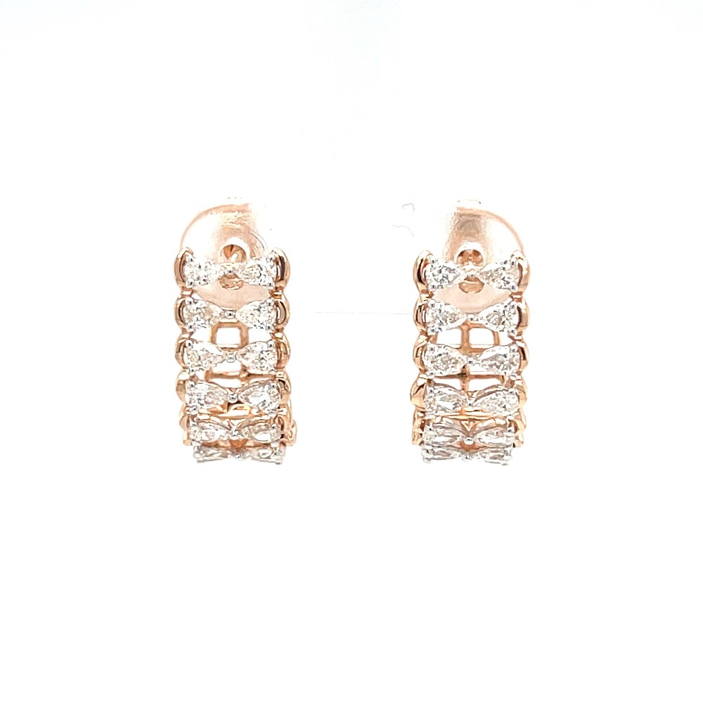 Dual Pear Line Diamond Studded Bali Earring