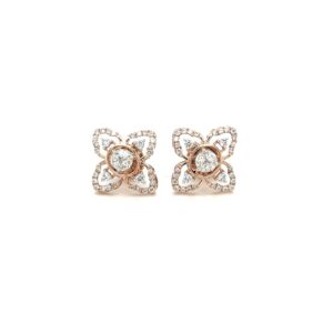 Royale Collection 18k Rose gold Cluster Earring studs