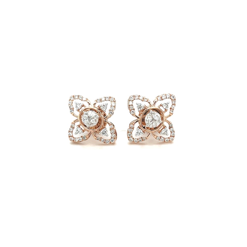 Royale Collection 18k Rose gold Cluster Earring studs