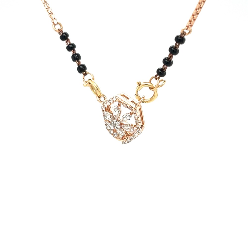 Marquise flower diamond mangalsutra tanmaniya pendant