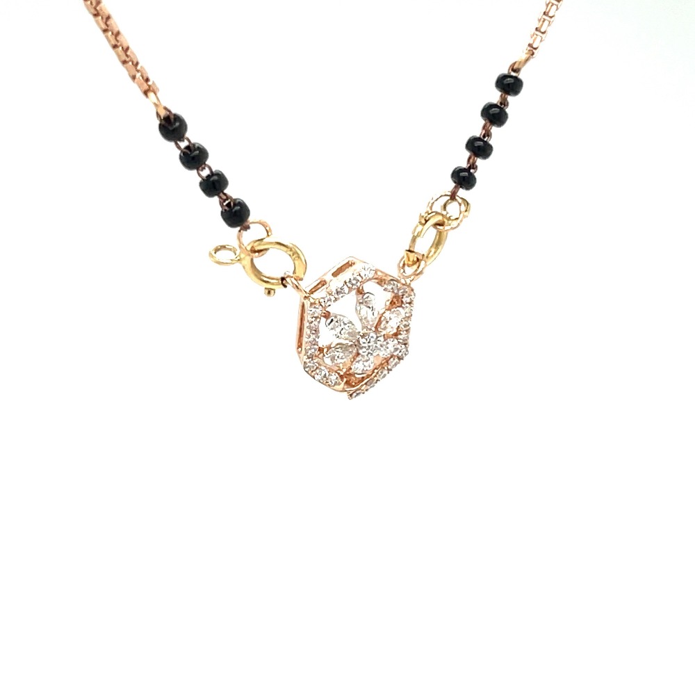 Marquise flower diamond mangalsutra tanmaniya pendant