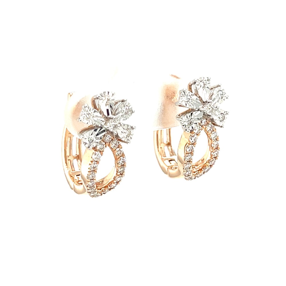 Diamond Bali Hoop Stud Earring in Miracle Setting by Royale Diamonds