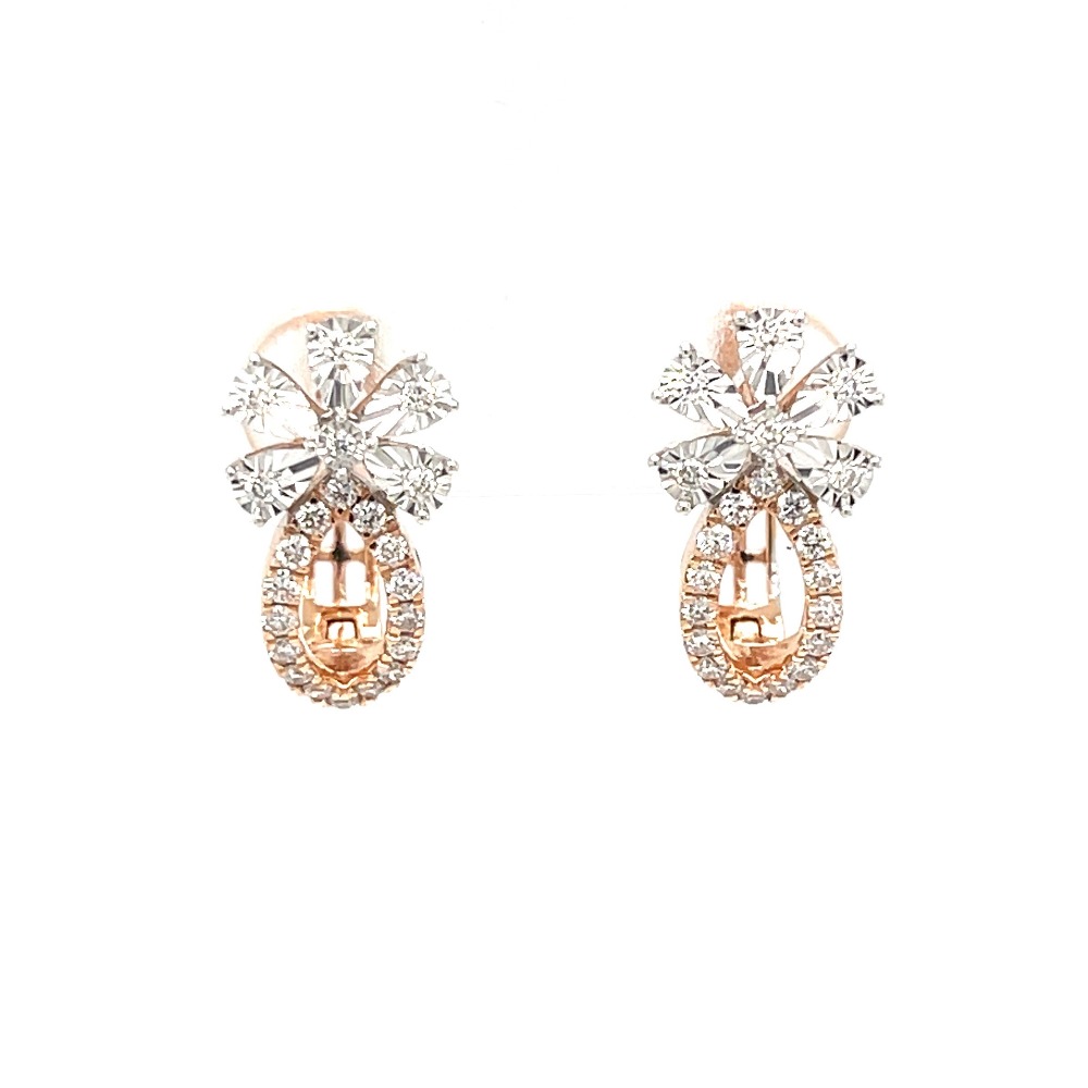 Diamond Bali Hoop Stud Earring in Miracle Setting by Royale Diamonds