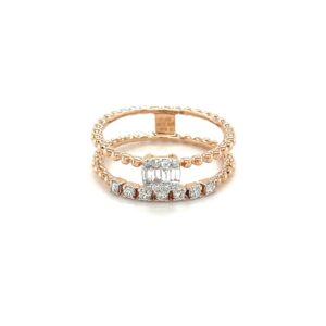 Dual Band Diamond Ring with Baguettes for Women