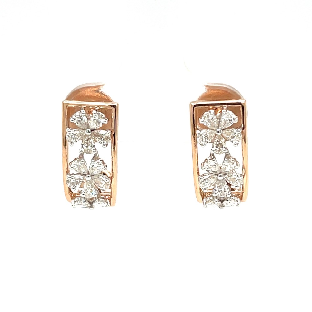 Floral Diamond Hoop Earring in Pear Shaped Diamonds