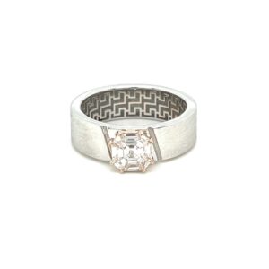 Emerald Cut Eva Diamond Ring for Men in Matte Finish