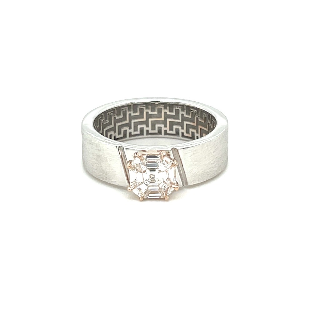 Emerald Cut Eva Diamond Ring for Men in Matte Finish
