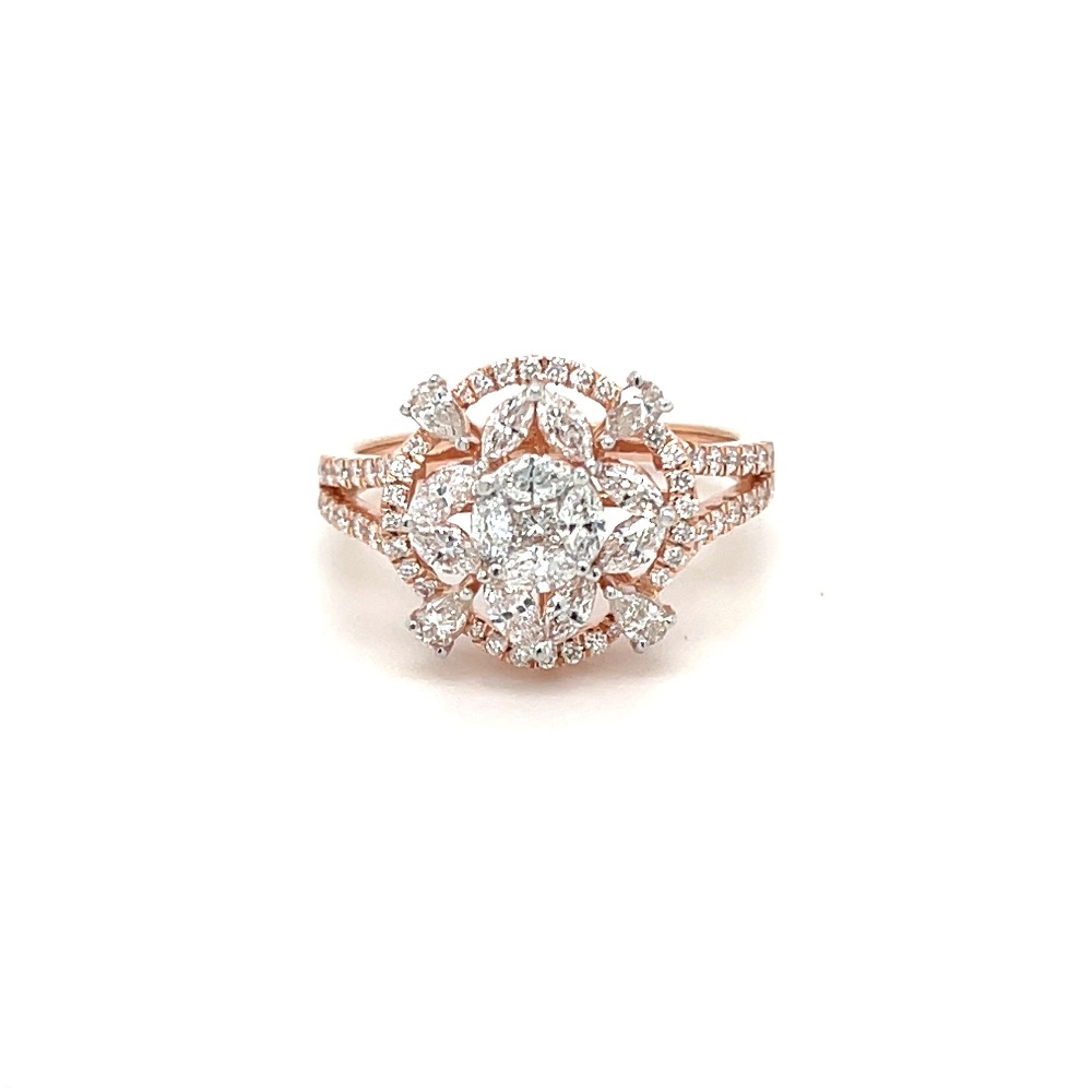 Hezzo Cocktail Diamond Ring in Rose Gold