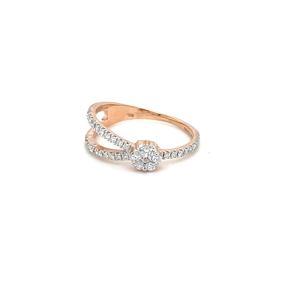 Pressure Set Diamond Ring in Rose Gold for Women