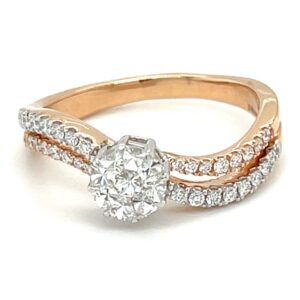 Eva Round With Wave design Diamond Ring
