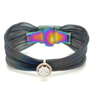 Eva Round Bracelet with Stainless Steel Belt in Rose Gold