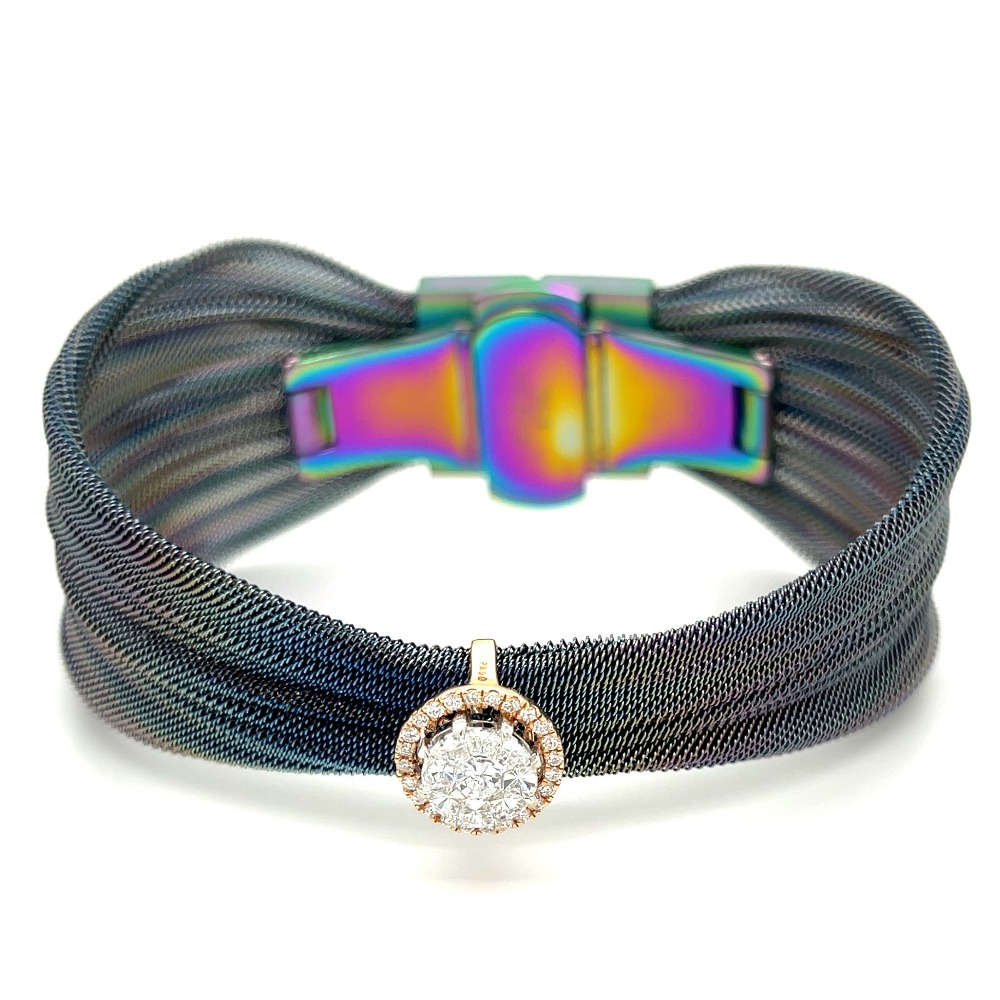 Eva Round Bracelet with Stainless Steel Belt in Rose Gold