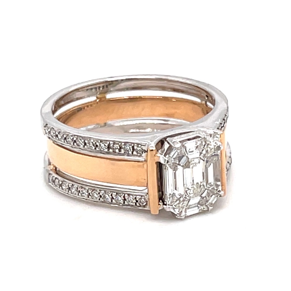 Eva Emerald Cut with Dual Band Engagement Ring