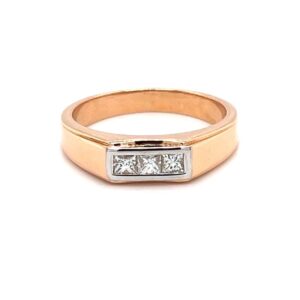 Band ring in princess cut diamond with channel setting