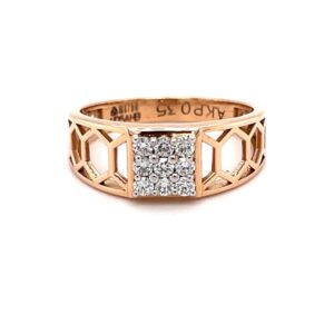 Honey Comb Mens Diamond Ring in Rose Gold