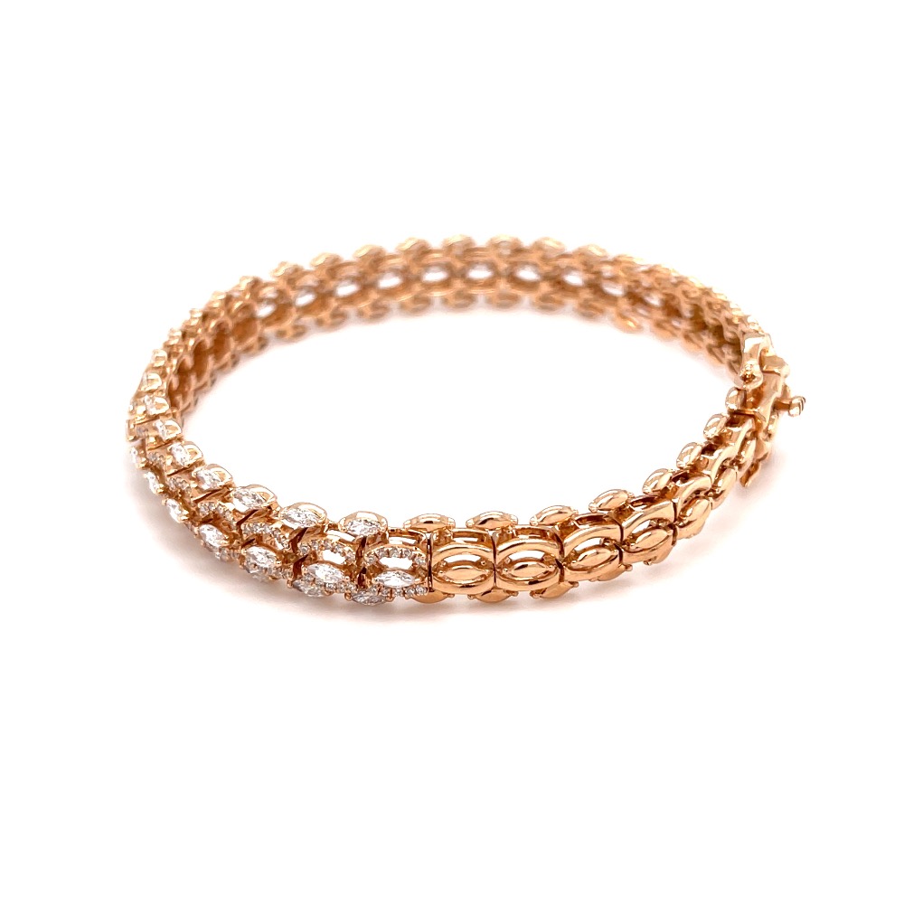 Tennis bracelet with marquise & round diamonds - Image 4