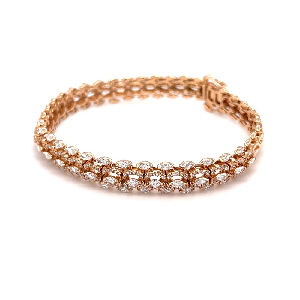 Tennis bracelet with marquise & round diamonds - Image 3