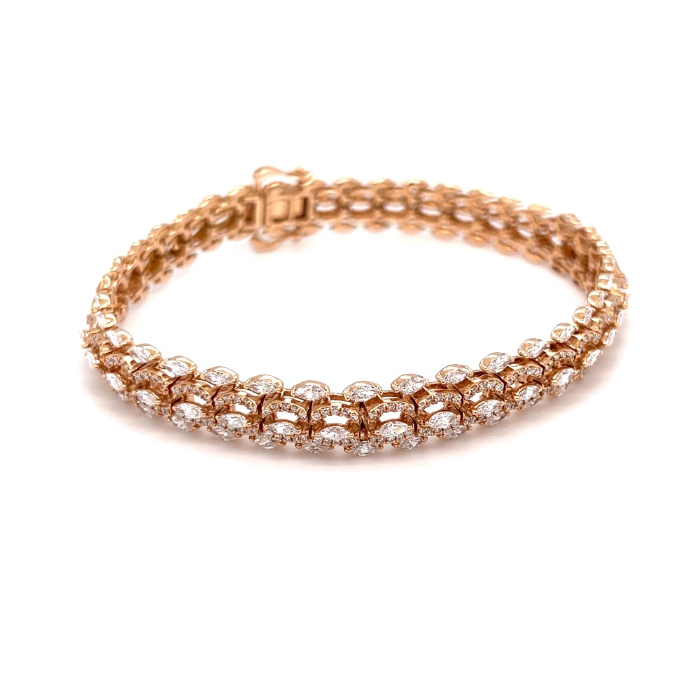 Tennis bracelet with marquise & round diamonds - Image 2