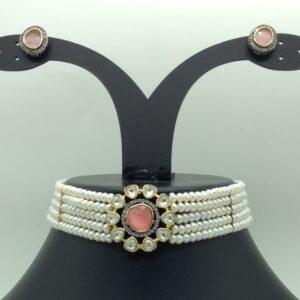 Kundan Choker Set With 5 Line Pearls Mala JPS0797