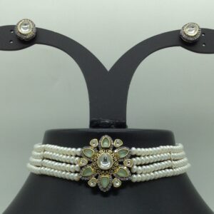 Kundan Choker Set With 4 Line Pearls Mala JPS0795