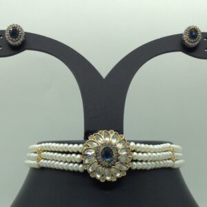 Kundan Choker Set With 3 Line Pearls Mala JPS0794