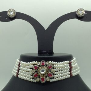 Kundan Choker Set With 6 Line Pearls Mala JPS0793