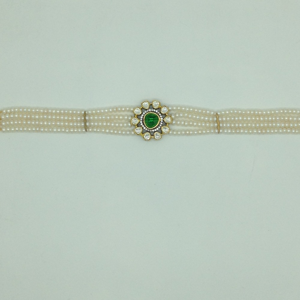 Kundan Choker Set With 4 Line Pearls Mala JPS0792 - Image 4