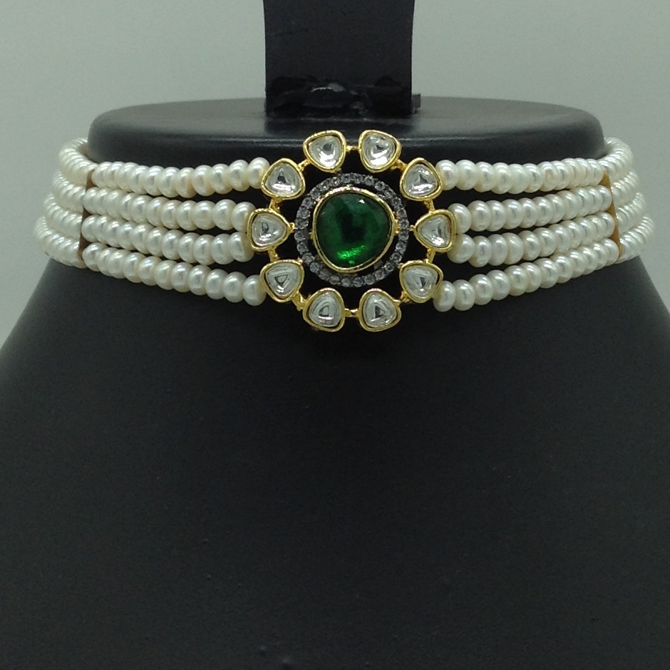 Kundan Choker Set With 4 Line Pearls Mala JPS0792 - Image 2