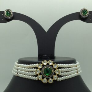 Kundan Choker Set With 4 Line Pearls Mala JPS0792