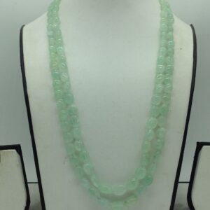 Natural Pale Green Beryl Oval 2 Line Necklace JSS0201