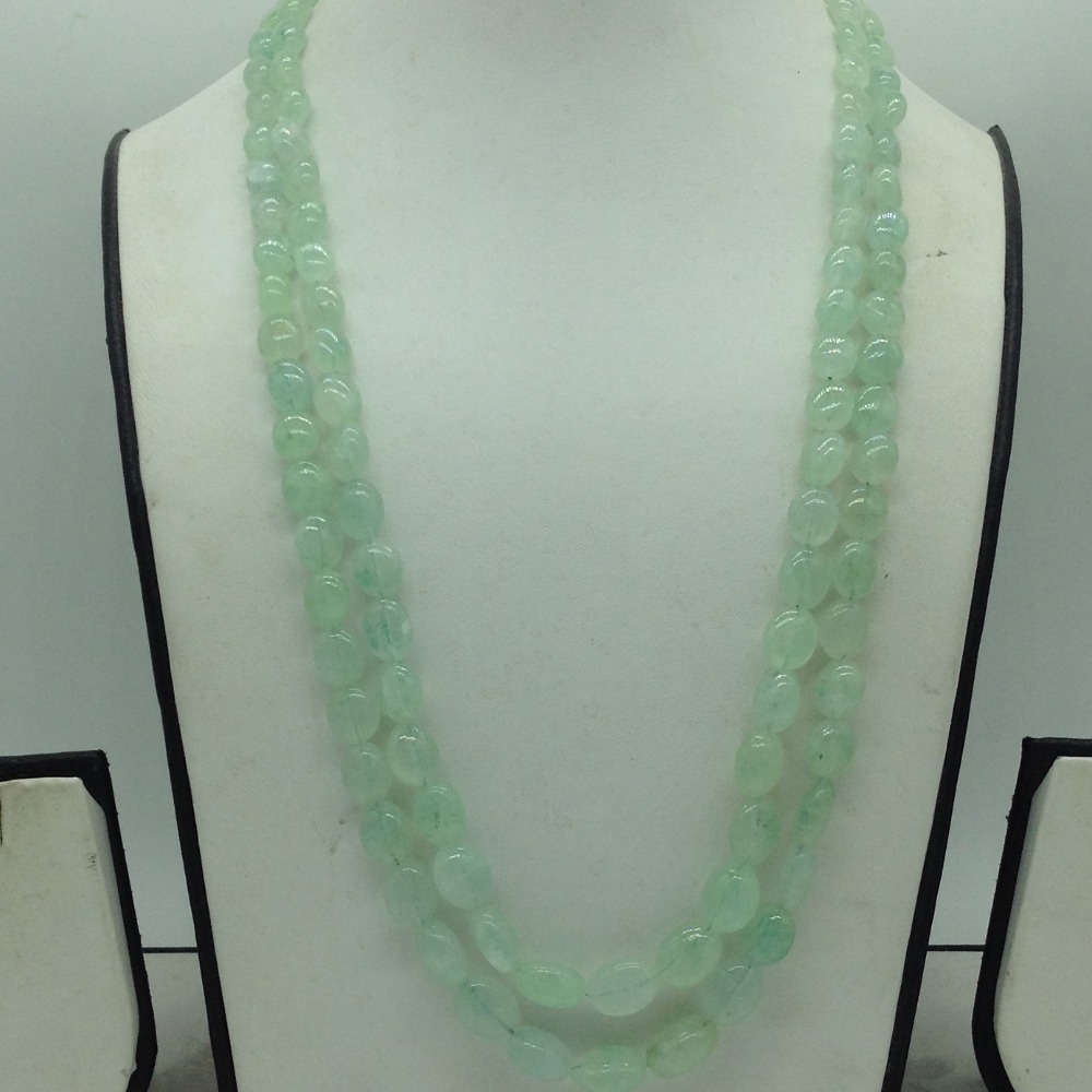 Natural Pale Green Beryl Oval 2 Line Necklace JSS0201