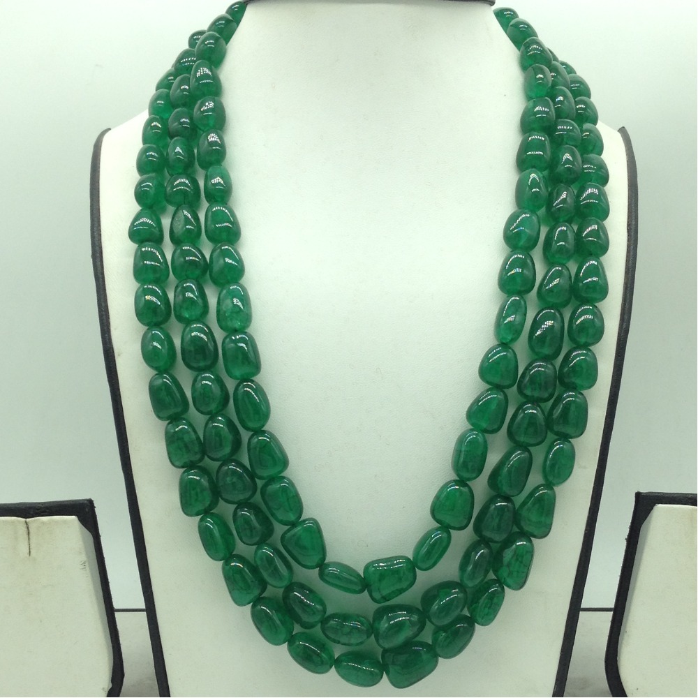 Natural Green Beryl Oval 3 Line Necklace JSS0199