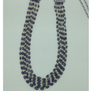 Natural Blue Tanzanite and Pearls 5 Line Necklace JSS0198