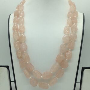 Natural Pink Morganite Carving 2 Line Necklace JSS0196